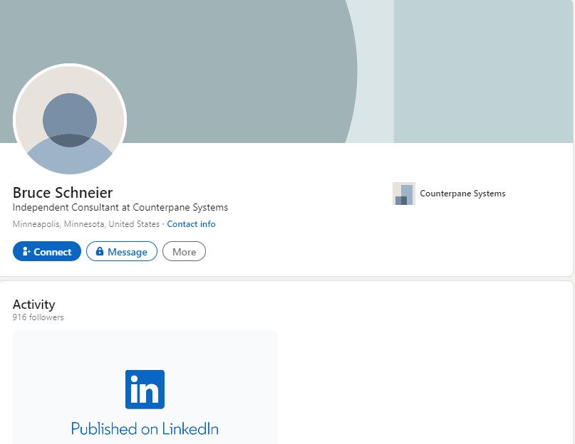 An image of Bruce Schneier LinkedIn profile