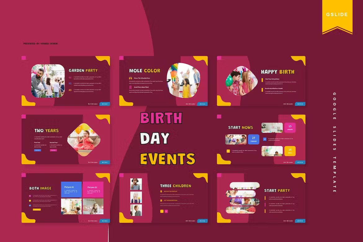 Birth Day Events Google Slides Template S3M27TP Template Free Download