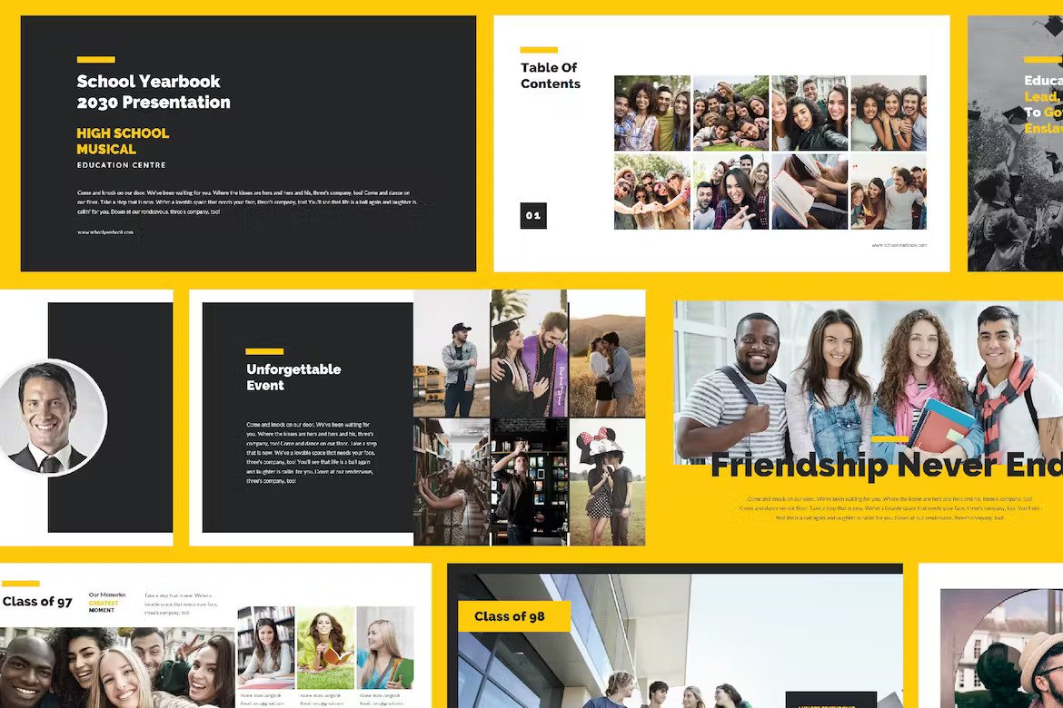 School Yearbook PowerPoint Presentation Template Free Download