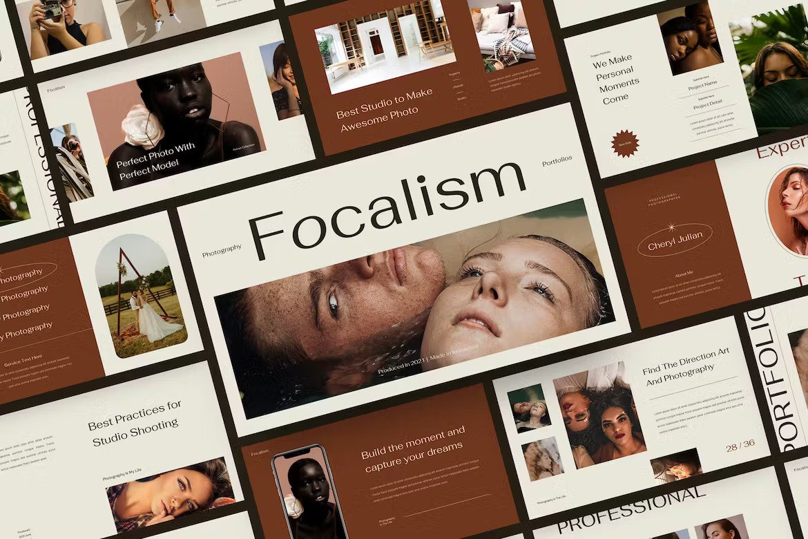 Focalism Photography Portfolio PowerPoint Template Free Download