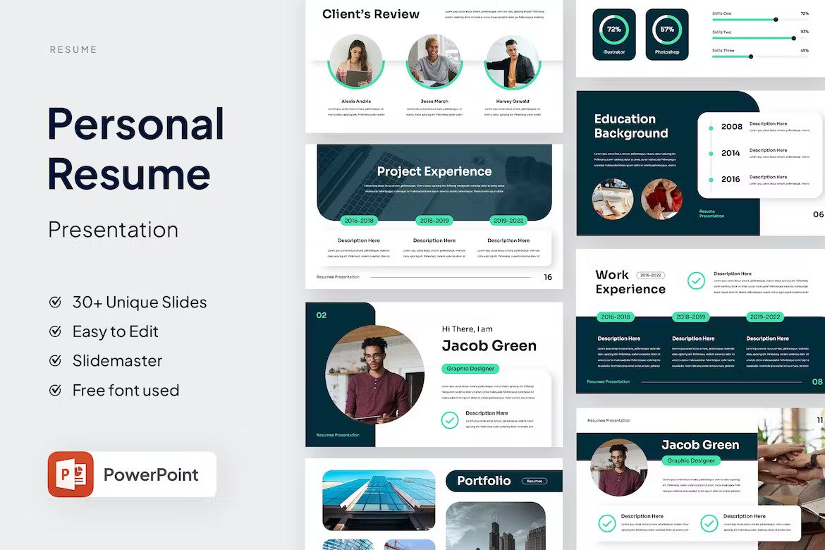 Resume PowerPoint Template | YDZHUA8 Template Free Download