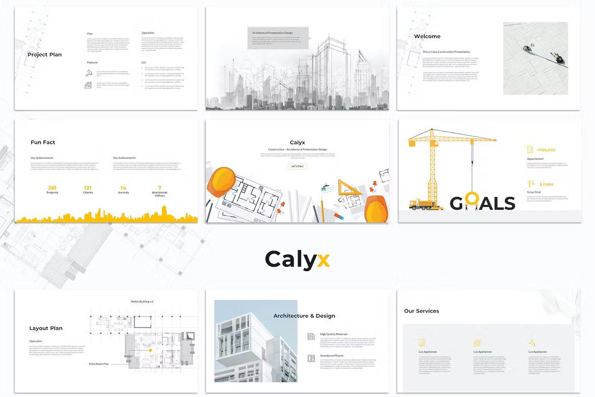 Calyx Construction PowerPoint Template - BDGKBV Template Free Download