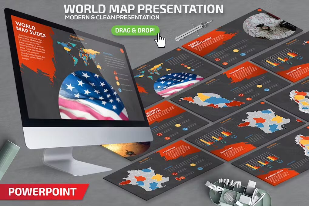 World Map PowerPoint Template Free Download