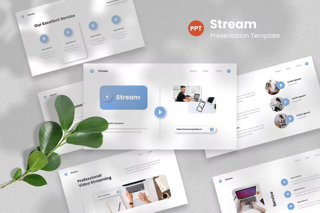 Stream Video Streaming PowerPoint Template Template Free Download
