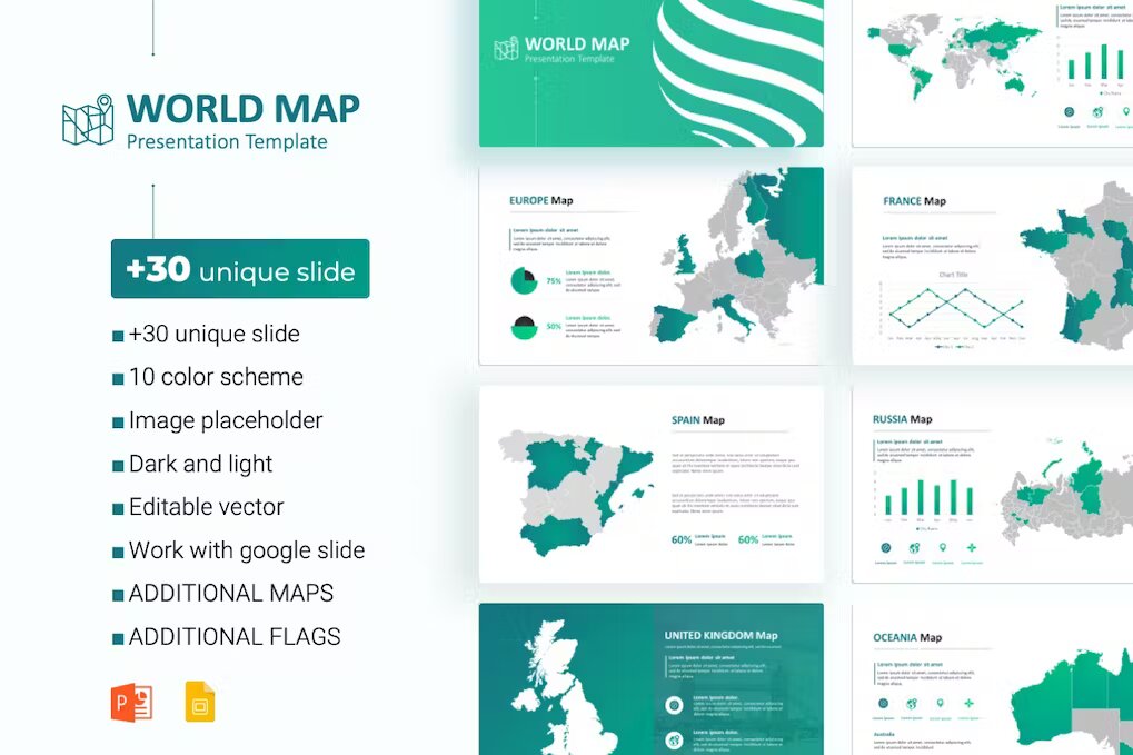 World Map Google Slides Template Free Download