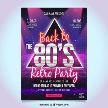 Free Vector | Abstract eighties party flyer