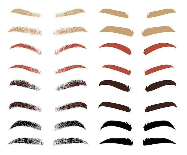 Free Vector | Different shapes and colors of eyebrows vector illustrations set