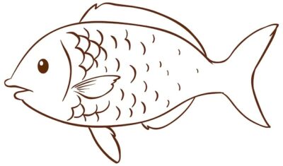 Free Vector | Fish in doodle simple style on white background