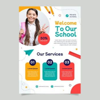 Free Vector | Flat design private school colorful poster