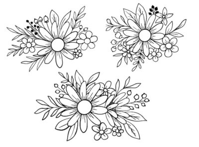 Free Vector | Flower arrangement hand drawn line art collection for wedding