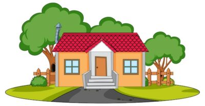 Free Vector | Front view of a house with nature elements on white background
