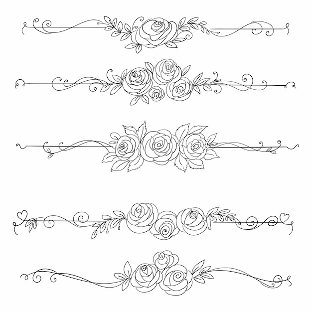 Free Vector | Hand draw floral elegant patterns line sketch design