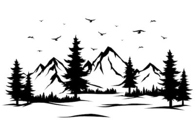 Free Vector | Hand drawn mountain range silhouette