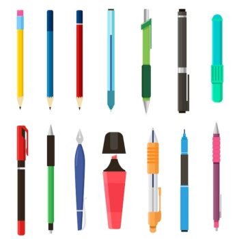Free Vector | School pens and pencils set. illustrations of stationery