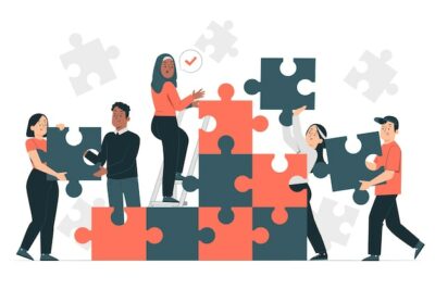 Free Vector | Teamwork puzzle concept illustration