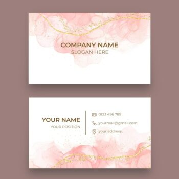 Free Vector | Watercolor alcohol ink horizontal business card template