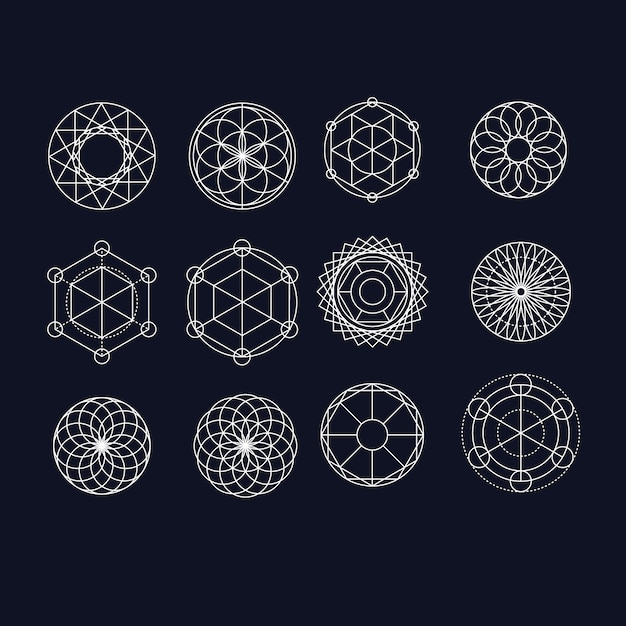 Free Vector | White mandalas collection on black background