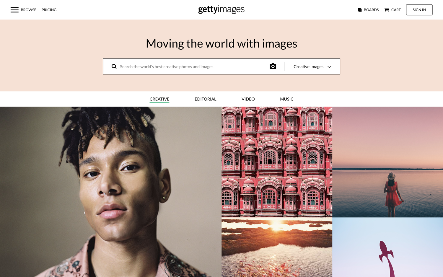 An image of Getty image Website