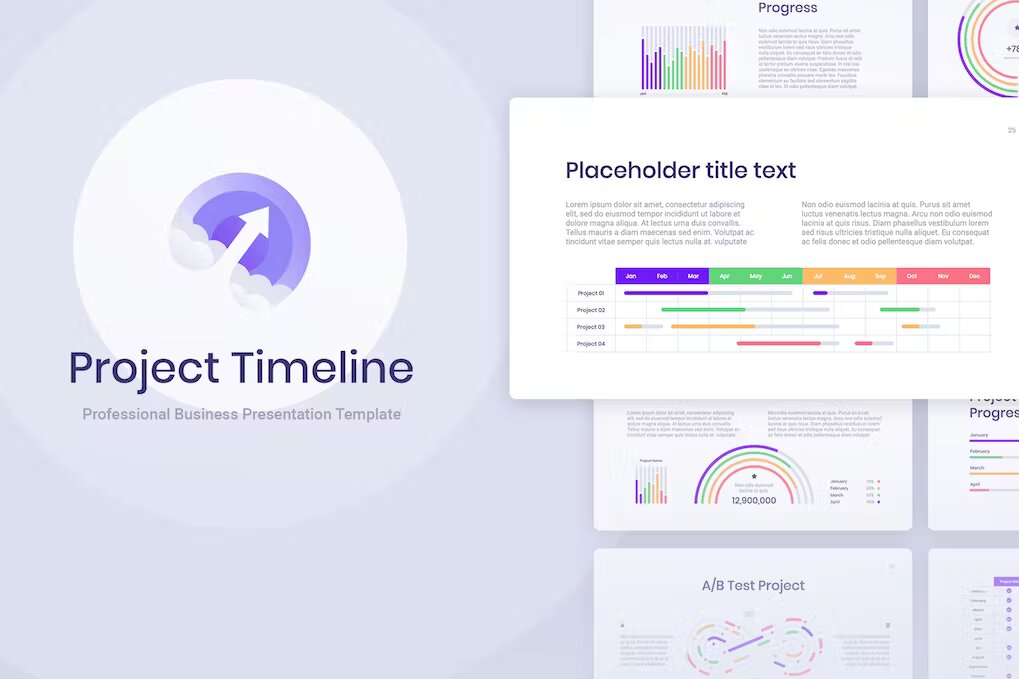 Project Timeline for PowerPoint Template Free Download