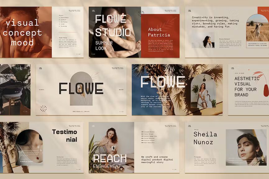 Flowe Media Kit PowerPoint Template Template Free Download