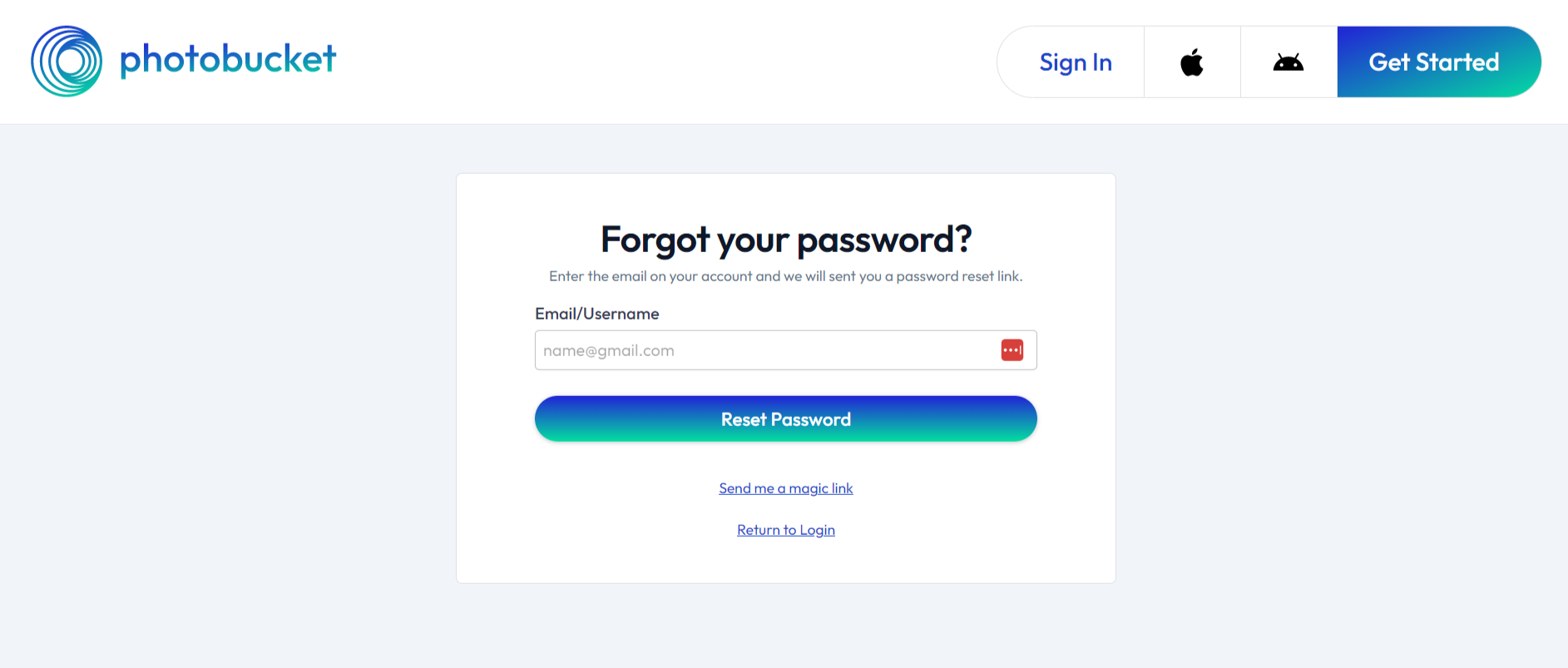 Password Reset – Photobucket Support