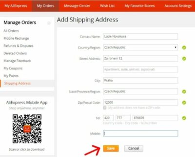 07 - Shipping address on Aliexpress