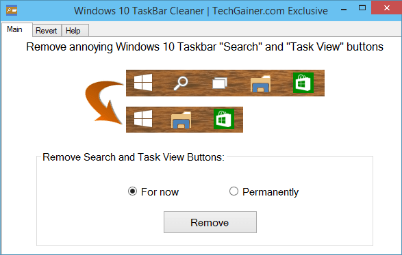 Windows 10 Taskbar Cleaner | Remove Search and TaskView Buttons