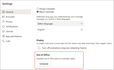 Schedule an out of office status in Microsoft Teams - Microsoft Support