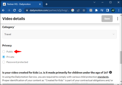 How To Make a Video Public in Dailymotion