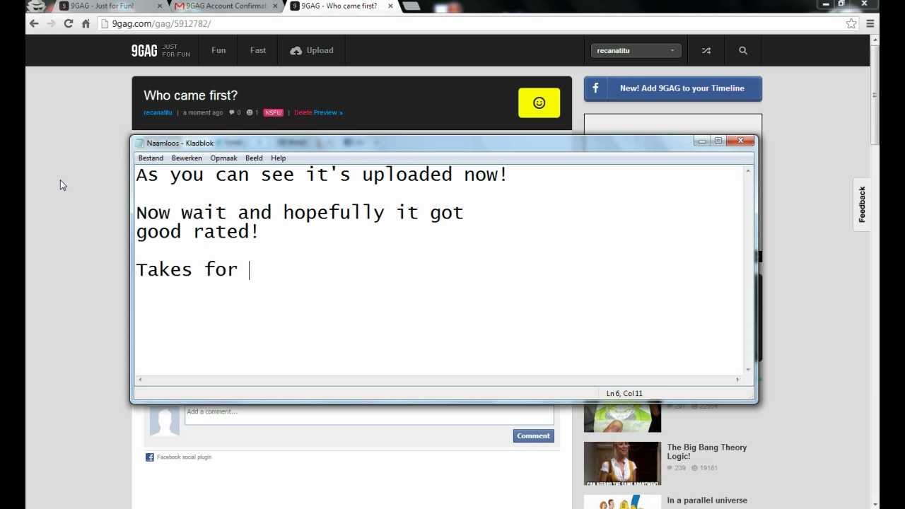 How to upload a picture to 9gag YouTube