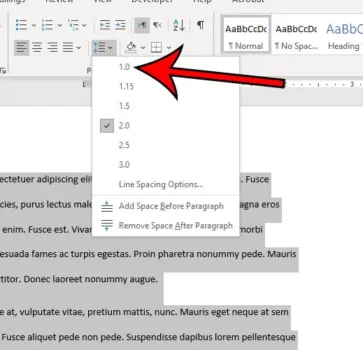 Word space in microsoft word