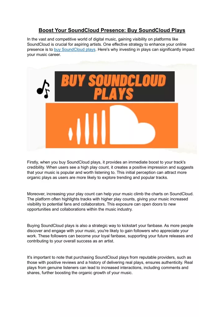 PPT Boost Your SoundCloud Presence Buy SoundCloud Plays PowerPoint