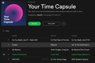 Spotify introduces a personalized Time Capsule playlist with nostalgic