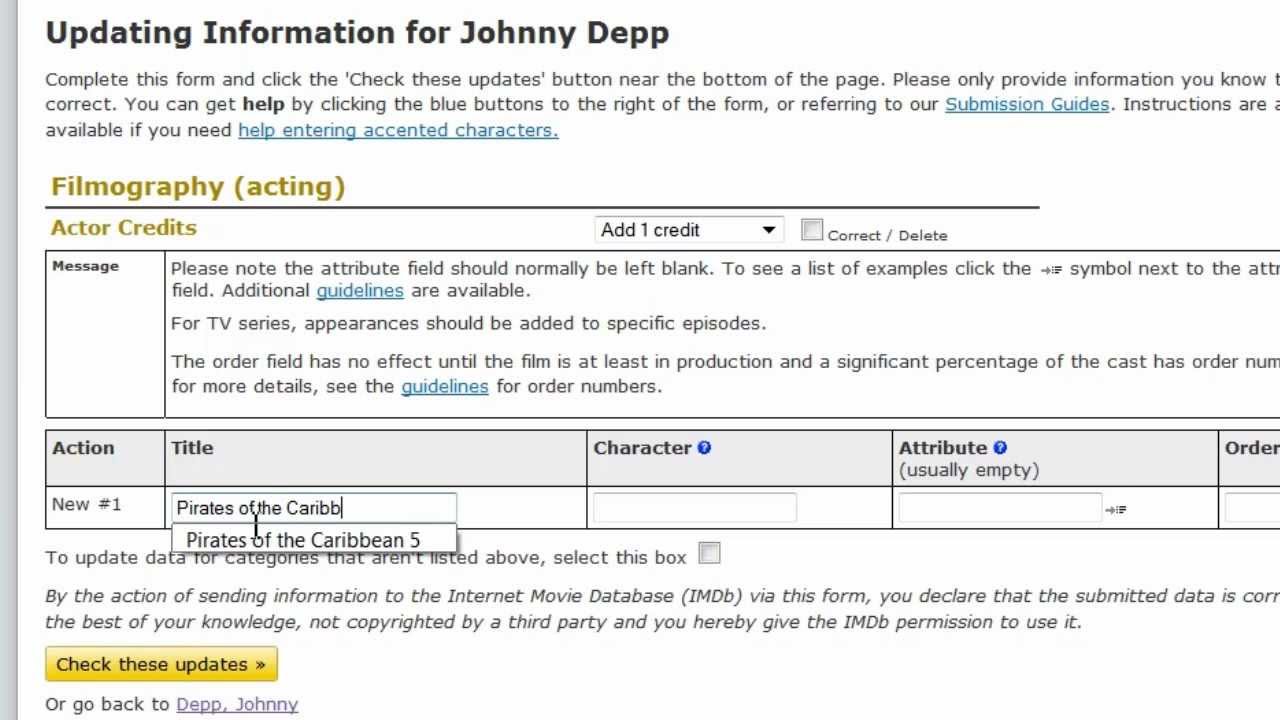 IMDb Tips Tricks How to Update an IMDb Page Adding Credits YouTube