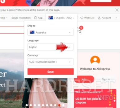 How to change language on APPS AliExpress HardResetinfo