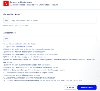 Shutterstock Connecting your account  Quickwork Support Center