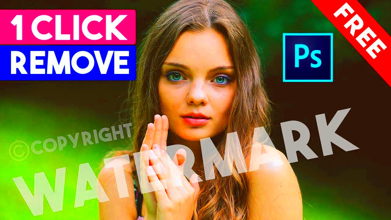 1Click REMOVE WATERMARK from Photo in Photoshop Free Actions  YouTube