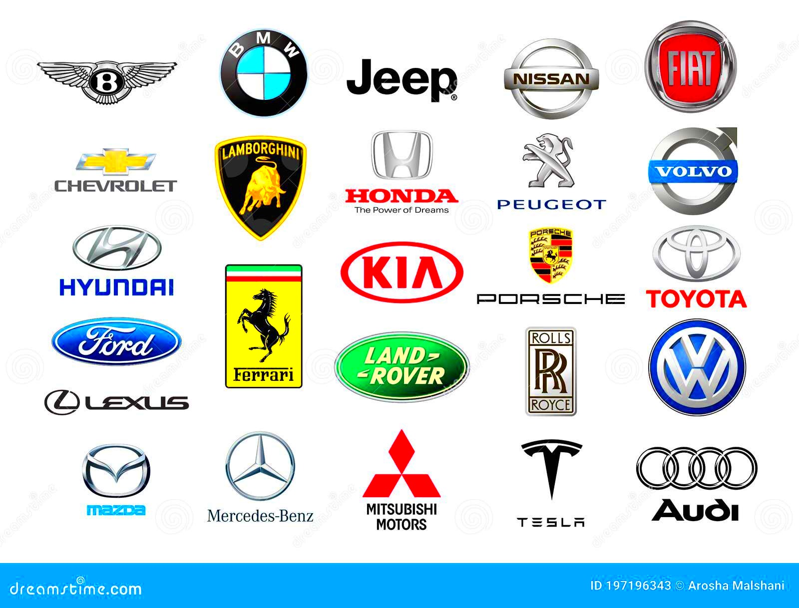 World Famous Car Brands Isolated on White Background Editorial Stock