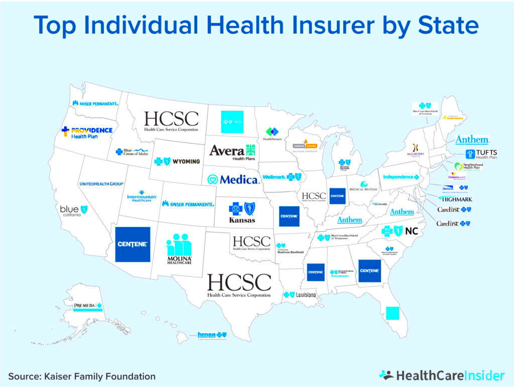 Top Individual Health Insurance Companies Mapped  HealthCareInsidercom