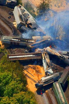 Ohio freight train derails causing fiery blast