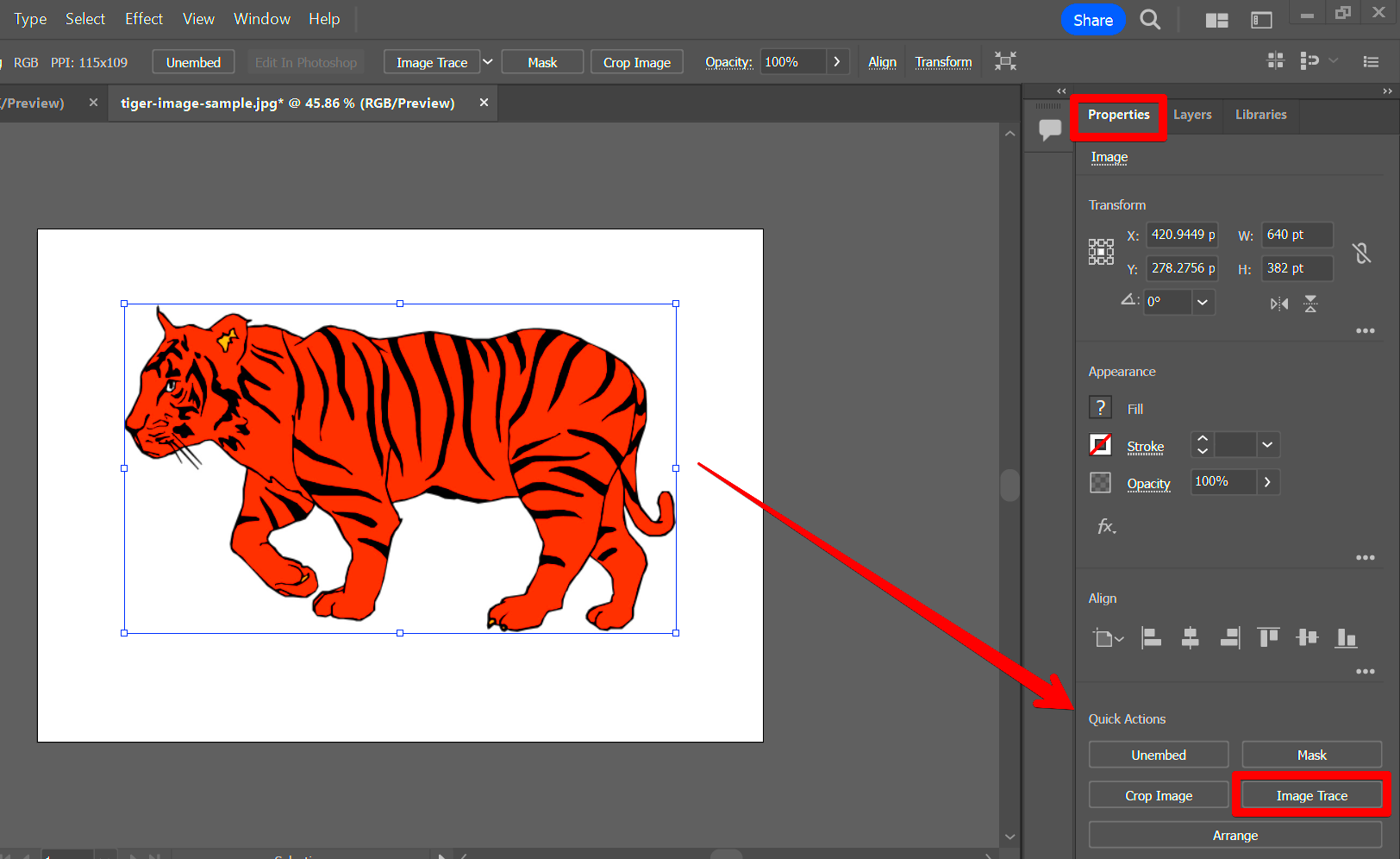 How do I convert an image to outline in Illustrator