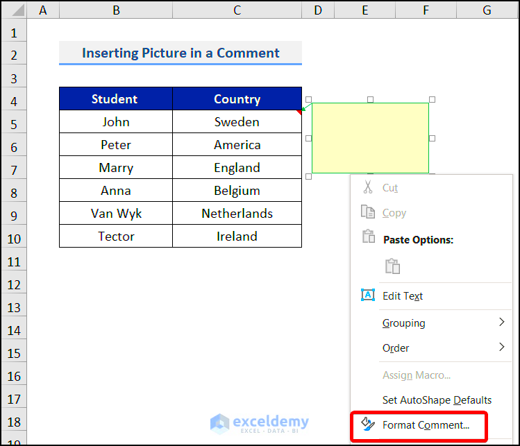 How to Insert Picture in Excel Comment with Easy Steps