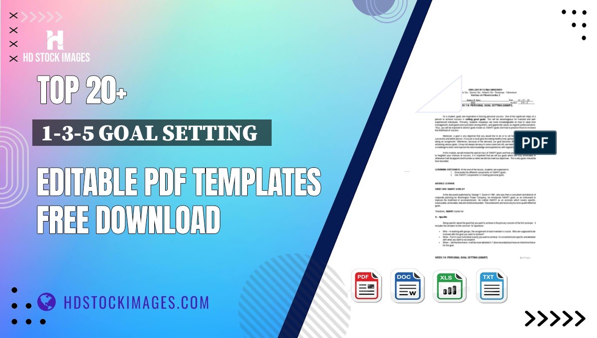 Top 20+ 1-3-5 Goal Setting   Editable PDF Templates Free Download