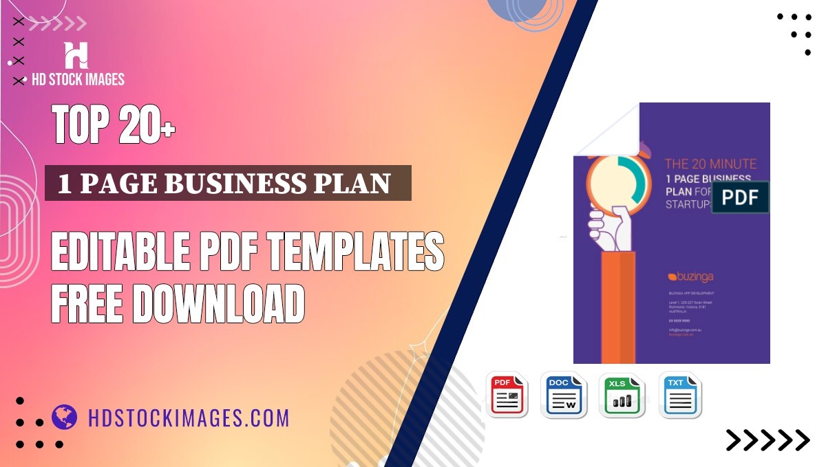 Top 20+ 1 Page Business Plan   Editable PDF Templates Free Download