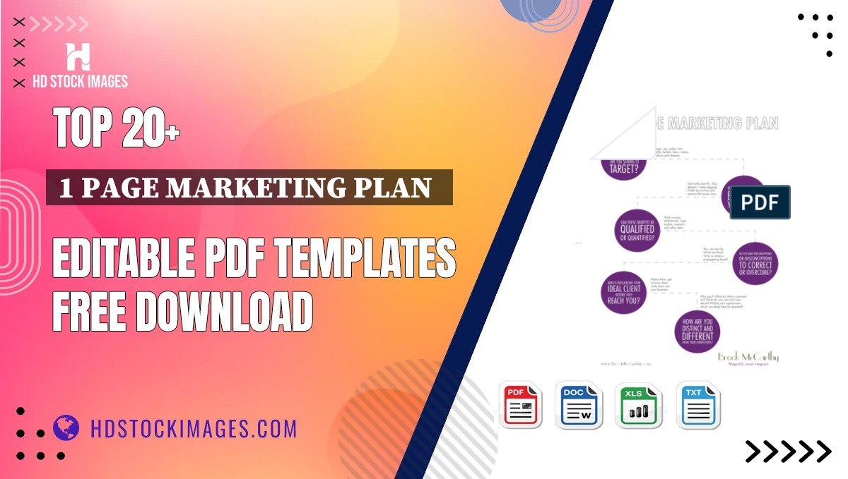 Top 20+ 1 Page Marketing Plan   Editable PDF Templates Free Download