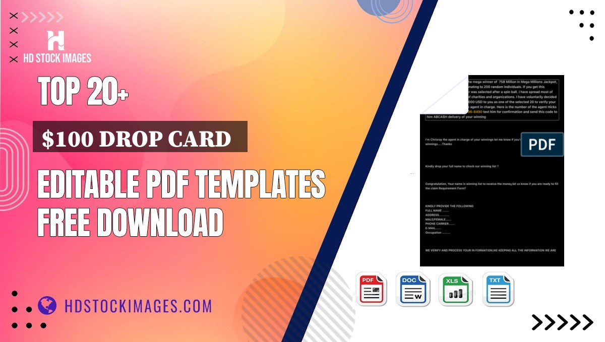 Top 20+ $100 Drop Card   Editable PDF Templates Free Download