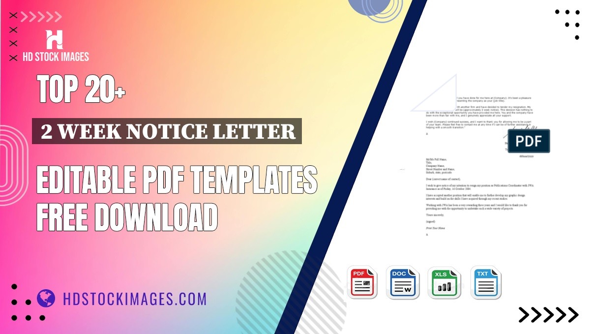 Top 20+ 2 Week Notice Letter Editable PDF Templates Free Download