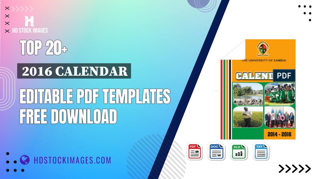 Top 20+ 2016 Calendar Editable PDF Templates Free Download