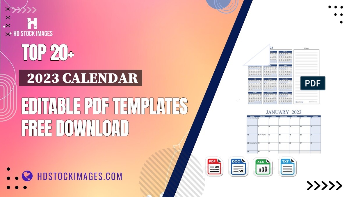 Top 20+  2023 Calendar Editable PDF Templates Free Download