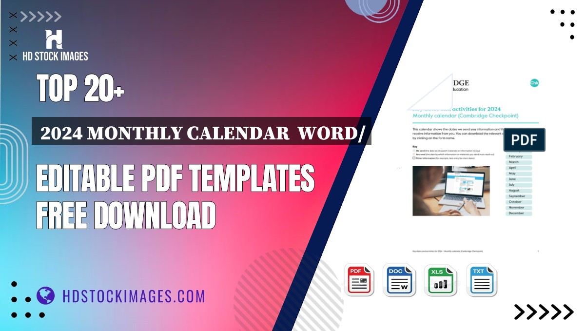 Top 20+ 2024 Monthly Calendar  Word/ Editable PDF Templates Free Download